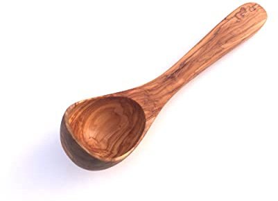 Kelle Länge wählbar, Suppenkelle, Schöpflöffel, Saunakelle, Saunalöffel, Aufgusskelle, handgemacht aus Olivenholz (Länge: 25 cm)