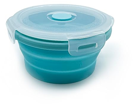 Razatik Ciotole pieghevoli da campeggio, con coperchio, in silicone, per esterni, pieghevoli, rotonde, da campeggio, da cucina, da picnic, da 1200 ml