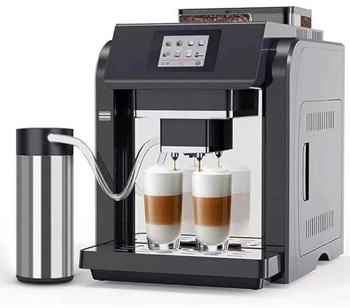 Mcilpoog Machine à expresso entièrement automatique, mousseur à lait, broyeur intégré, écran tactile intuitif, 7 variétés de café pour la maison, le bureau, et plus encore (ES317)