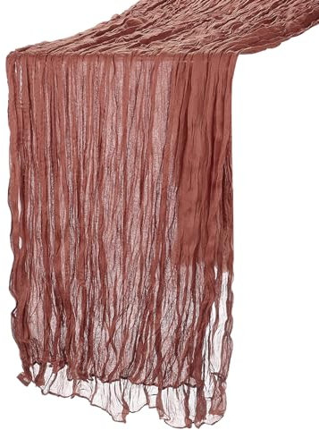 QUARKZMAN 10Ft Tovaglia Tavola Stamigna, 35 x 118 Pollici Rustico Garza Tovaglia Puro Runner per Matrimonio Festa Matrimonio Decorazioni Tavolo, Terracotta