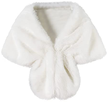 Stola Coprispalle di Pelliccia Sintetica Donna Scialle Brolero Pelliccia Elegante da Sposa per Cerimonia Matrimonio Inverno Nozze Festa