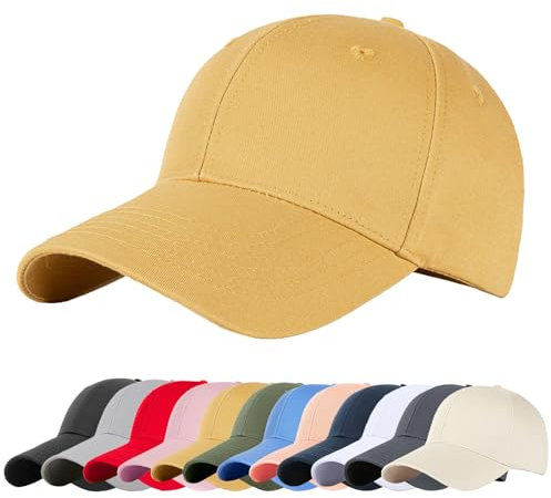Enwokran Baseballkappe Herren Basecap Damen, Unisex Klassische Sonnenschutz Baumwolle Verstellbar Sport Mütze Atmungsaktiv für Sport Wandern Ausflug (Ingwergelb)