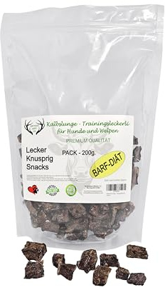 Récompenses d'entraînement pour Chiens, (200 g, Cubes de poumon de Bœuf)