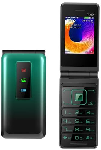 QIeAny Telefoni Cellulari Semplificati per Anziani, Telefono A Conchiglia per Anziani, Schermo Grande da 2,4 Pollici, Doppia Scheda, Doppio Standby + Selezione Rapida con Un Tasto,Green