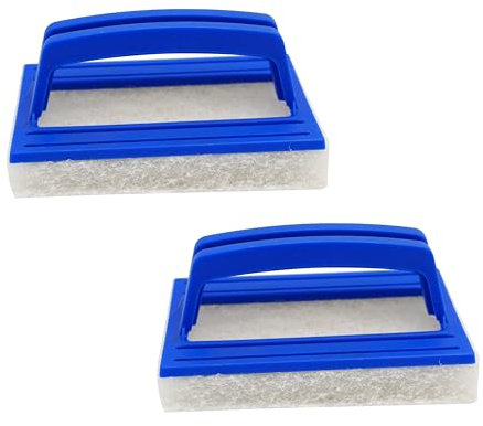 HAF® Almohadilla de limpieza para piscina con mango | Estropajo de mano en acabado estable | Esponja para el cuidado de la piscina | Pad para una fácil limpieza de la piscina y piscina – Cantidad: 2