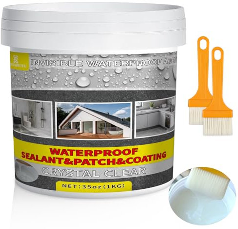 1KG Impermeabilizante Transparente,Revestimiento Impermeable Invisible,Pintura Impermeabilizante para Exteriores y Interiores,Sellador Impermeable para Terrazas,Pared,Baño