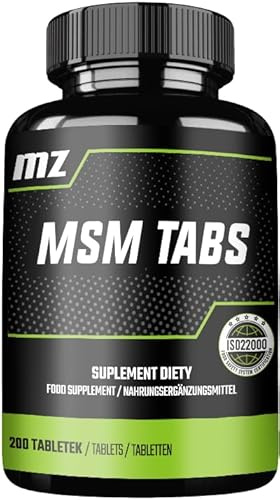 MSM 1000 mg per portion - 200 veganska tabletter - 100 portioner per flaska - för ledstöd - Kosttillskott från MZ