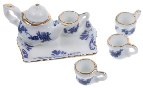 JOINPAYA 1 Mini-Service à Thé en Céramique - Tasses à Thé Assiettes Et Théière Miniatures - Parfait pour La Décoration Maison de Poupée