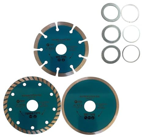 3 Dischi Diamantati 115 mm per Smerigliatrice – Taglio Preciso di Piastrelle, Cemento, Calcestruzzo, Pietra e Mattoni – Foro 22,23 mm – Alta Velocità 13.200 RPM – Set Professionale