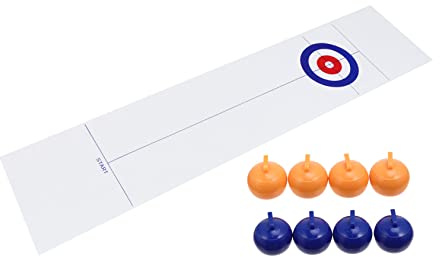 Abaodam Familienspiele Curling Tischspielset Tragbares Curling Spielzeug Weiß Für Kinder Und Erwachsene Picknick Reise