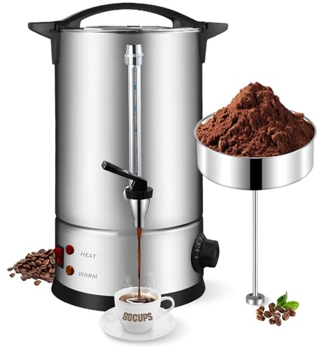 Umisu Percolateur à Café 12L avec Acier Inoxydable Filtre, 80 Tasses Cafetière Commerciale En Acier Inoxydable, Maintien au Chaud, Pour Événements Et Traiteur, Pour Appareil Chauffe Eau Thé Chocolat
