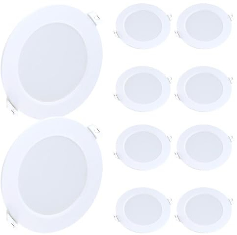 Arum Spot LED Encastrable 6W, Blanc Naturel 4000K, 600 Lumens, Extra-Plat 120mm, Lot de 10