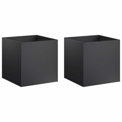 vidaXL Trädgårdsplanterare 2 st svart 25 x 25 x 25 cm kallvalsat stål