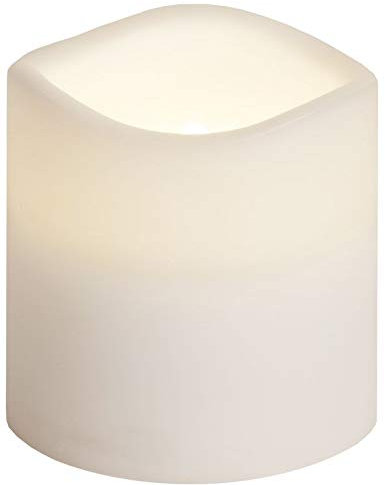 LED Außen Kerze weiß, 7,5cm / Ø7,5cm, mit Timer