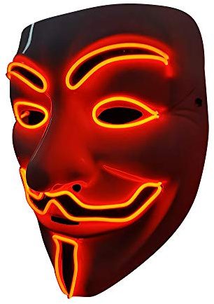 SOUTHSKY LED Maschera Vendetta Maschera EL Wire Light Up For Halloween Costume Cosplay Party (V-Rosso)