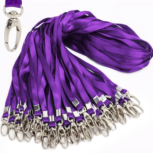 Antspirit 50 pcs lila schleife clips 32 - zoll - masse flach lanyard mit abzeichen clip hals kabel für schlüsselanhänger, id cards/marke