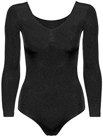 Arabesque Langarm Lycra Damen Ballettanzug Body Leotard Dance Trikot Turnanzug Mirta (S, Schwarz)