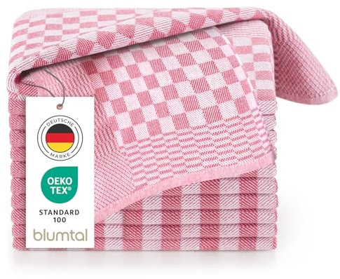 Blumtal Geschirrtücher Baumwolle 50x70 cm im 5er Set - OEKO-TEX zertifizierte Küchentücher - extrem saugstarke Geschirrhandtücher - Trockentücher Küche waschbar 95 °C - Geschirrtücher Rot-Weiß Karo