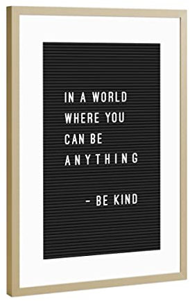artboxONE Poster mit Rahmen Gold 30x20 cm Selflove Letterboard Be Kind von Hafenkönigin - gerahmtes Poster