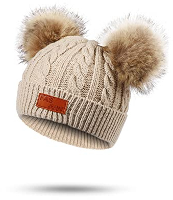 Balakaka Cappello Guanti Sciarpe Set Bambino Invernale, 3 in 1 Carino Caldo Berretto Lavorato in Maglia con Pompon, Morbido Caldi Guanti Cappelli Inverno per Bambina Bambini Ragazzo Ragazza 2-8 Anni