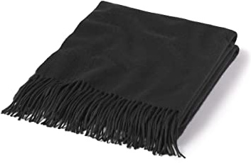 State Cashmere Home Throw Blanket with Decorative Fringe 100% Pure Cashmere Ultra Soft Accent Blanket for Couch, Sofa & Bed (Black, 60x50)