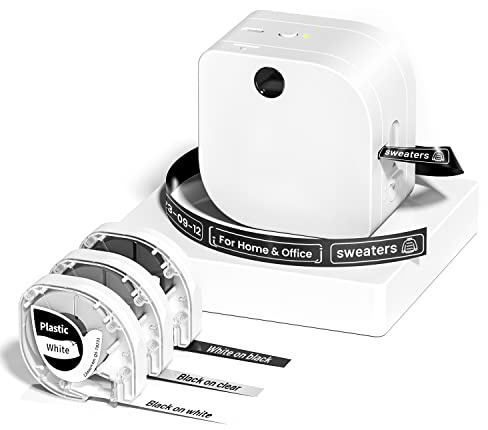 Phomemo Etikettendrucker Starter Kit | P12-Pro Bluetooth Etikettiergerät mit 3 Etikettenbändern | USB aufladbares Thermo-Labeldrucker für Zuhause & Büro | Labeldrucker für Android & iOS-Weiß
