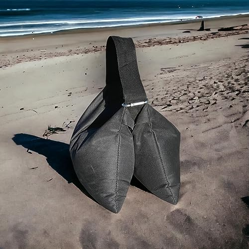 Sandbaggy Saddle Sandbags (Black) - Comes Pre Filled with 15 lbs. of Sand (25 lb. Weight Capacity) - Weights for Photography, Tents, Outdoor Equipment (1, 10 Width x 23 Length)