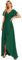 Ever-Pretty Robe de Soirée Femme Longue Asymétrique Manches Courtes Col V Fendue Fluide Chic Vert Foncé 38