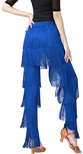 AIEOE Pantaloni da Ballo Danza Latino con Nappa Elasticizzati Hot Sexy da Donna per Praticare Professionale Taglia M Blu