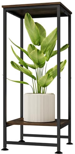 Bamworld Blumenhocker Metall Outdoor Pflanzenhocker Blumensäule Blumenständer für Draußen Schwarz Regal Wetterfest Blumentopfständer (30 x 30 x 75cm)