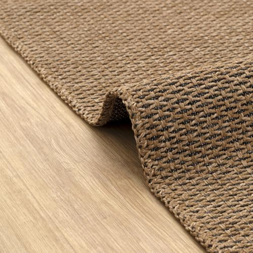 DAPHNE HOME DECOR Jute Area Rug 200x290 cm | Machine Washable Rugs For Indoor, Outdoor, Garden, Kitchen, Bedroom, Dining Room and Living Room | Natural Large Carpet | Woven (Brown & Black - Caria)