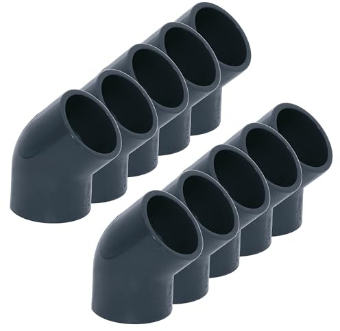 HAF 10x PVC Fittings Winkel 45° mit 50mm x 50mm | Klebemuffe x Klebemuffe | Winkelverbinder aus grauem PVC-U | PN16 für PVC Rohr, Poolfitting, Pool, Schwimmbad, Poolverrohrung, Druckleitung