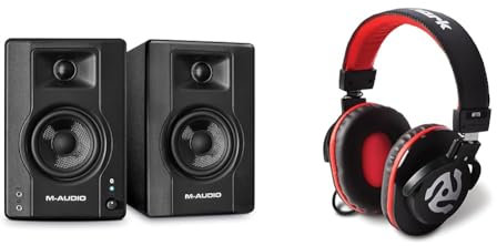 M-Audio BX3BT 3.5 Studio Monitors & PC Speakers with Bluetooth for Recording and Multimedia & Numark HF175 - DJ Headphones with closed back over ear design, 40mm drivers