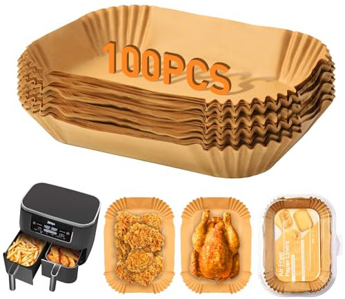 Backpapier für Heißluftfritteuse für Ninja Double Stack XL SL400EU, 100 pcs Verdickung Airfryer Backpapier für Ninja AF400EU, AF300EU, Air Fryer Baking Paper Liners, Foodi Accessories Zubehör