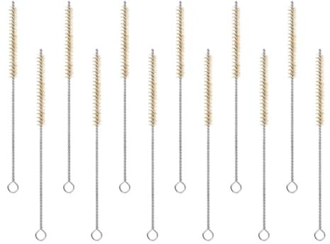 PATIKIL Spazzola Pulire Cannucce Da 12Pcs Spazzola In Acciaio Inossidabile Con Setole Naturali Di Maiale E Punta In Lana Per Pulire Tubi, Ideale Per Vetreria Da Laboratorio.