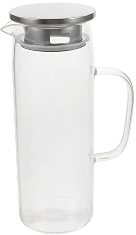 Ciieeo Elegant Glass Water Pitcher 1.2l Juice Dispenser for Cold Water Stainless Steel Material