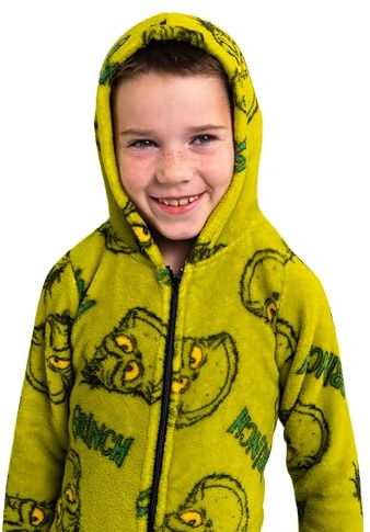 United Labels Il Pigiama del Grinch per Bambini, Verde, Tutina in Pile con Cappuccio, Tutina da Notte Intera, Pigiama Morbido Unisex per Ragazzi e Ragazze, verde, 98-104