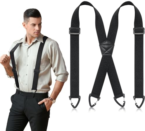 SUNEZLGO Suspenders for Men Heavy Duty, X Back Hidden Suspender 1.5 Under Clothing, Adjustable Work Suspenders for Men Women