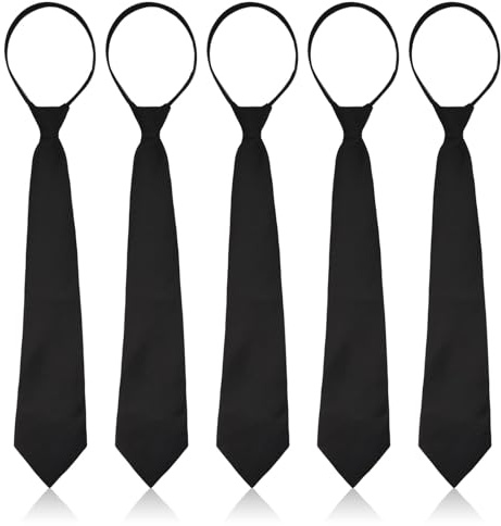 SAIIURV 5 Corbatas de Hombre Formal, Largo Fino Negro, Corbatas con Cremallera Ajustable, Corbata Casual Business, Corbata Ajustable Hombre