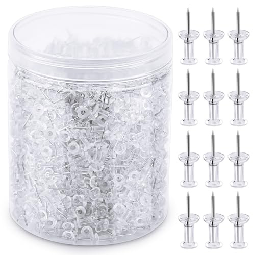 IMZAY 1000 Pack Push Pins Clear Thumb Tacks Push Pins for Bulletin Board