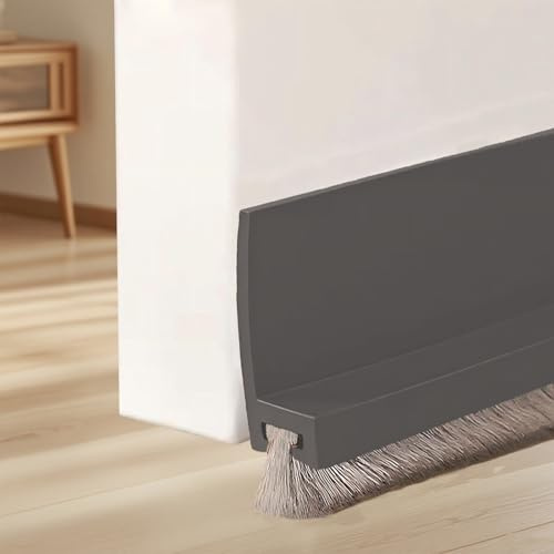 Wendict 100cm Burlete Silicona Puerta, Burlete para Puerta con Cepillo, Autoadhesivo para Burlete, Junta de Cepillo para, Gris