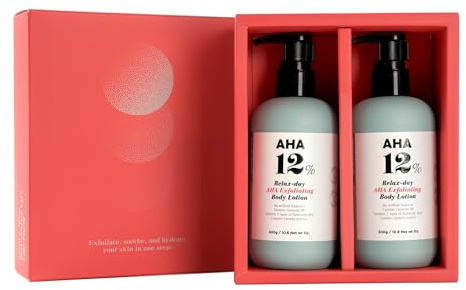 [VILLAGE11FACTORY] SET REGALO DI NATALE - AHA BODY LOTION ACID GLYCOLIC AHA 12% SET DUO (2x 300 g) Cura della pelle coreana – Idratante, Esfoliante & Nutriente per Pelle Secca & Sensibile