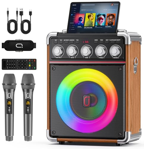 Karaoke Machine for Adults with Bass/Treble/Echo Adjustment, 100W PA System