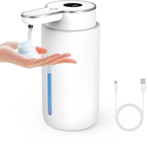Dispenser Sapone Automatico, 500 ml Dispenser di Sapone Elettrico con Sensore a Infrarossi, Montaggio a Parete Ricaricabile USB, Impermeabile IPX5 per Cucine, Bagni (Schiuma)