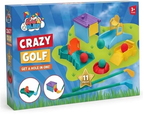 New||Summer Smart & Play Crazy Golf Set for Kids, 11 Pieces, 2 Clubs, 4 Balls, 5 Obstacles, Ages 3+||indoor/outdoor