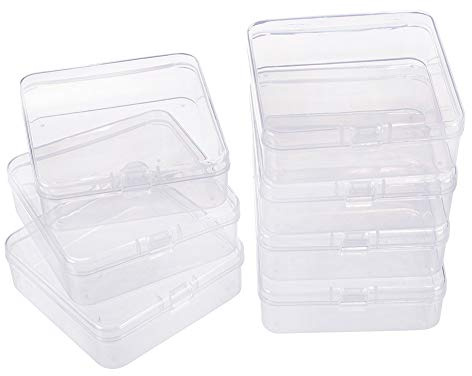 BENECREAT 10 Pack Caja de Contenedores de Almacenamiento de Plástico Transparente con Tapas Abatibles para Pastillas Hierbas Cuentas Pequeñas Joyería