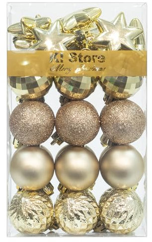 Busybee weihnachtskugeln Set 119 Stücke mit Baumspitze Christbaumschmuck für Weihnachtsbaum Christbaumkugeln Weihnachtsdekoration Kugeln Kunststoff (Champagner)