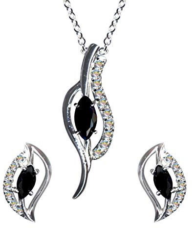 Set di gioielli in stile Liberty, in vero argento sterling 925 massiccio, orecchini + collana + ciondolo con zirconi, colore pietra: bianco + nero, acquistare gioielli nel negozio online I 55017,