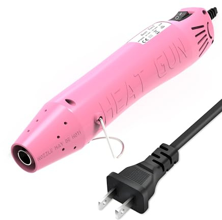 Heat Gun, Mini Heat Gun for Shrink Tubing, Portable Heat Gun for DIY Crafts, 300W Heat Air Gun with Reflector Nozzle, Shrink Wrap Gun Tool for Shrink Packaging PVC, Drying Paint, Clay - Pink