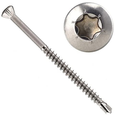 OPIOL QUALITY® Dielenschrauben TORX mit Linsenkopf 3,2x40 mm aus Edelstahl A2 V2A (200 Stück) Innensechsrund Holzschrauben Bohrspitze kleiner Zierkopf